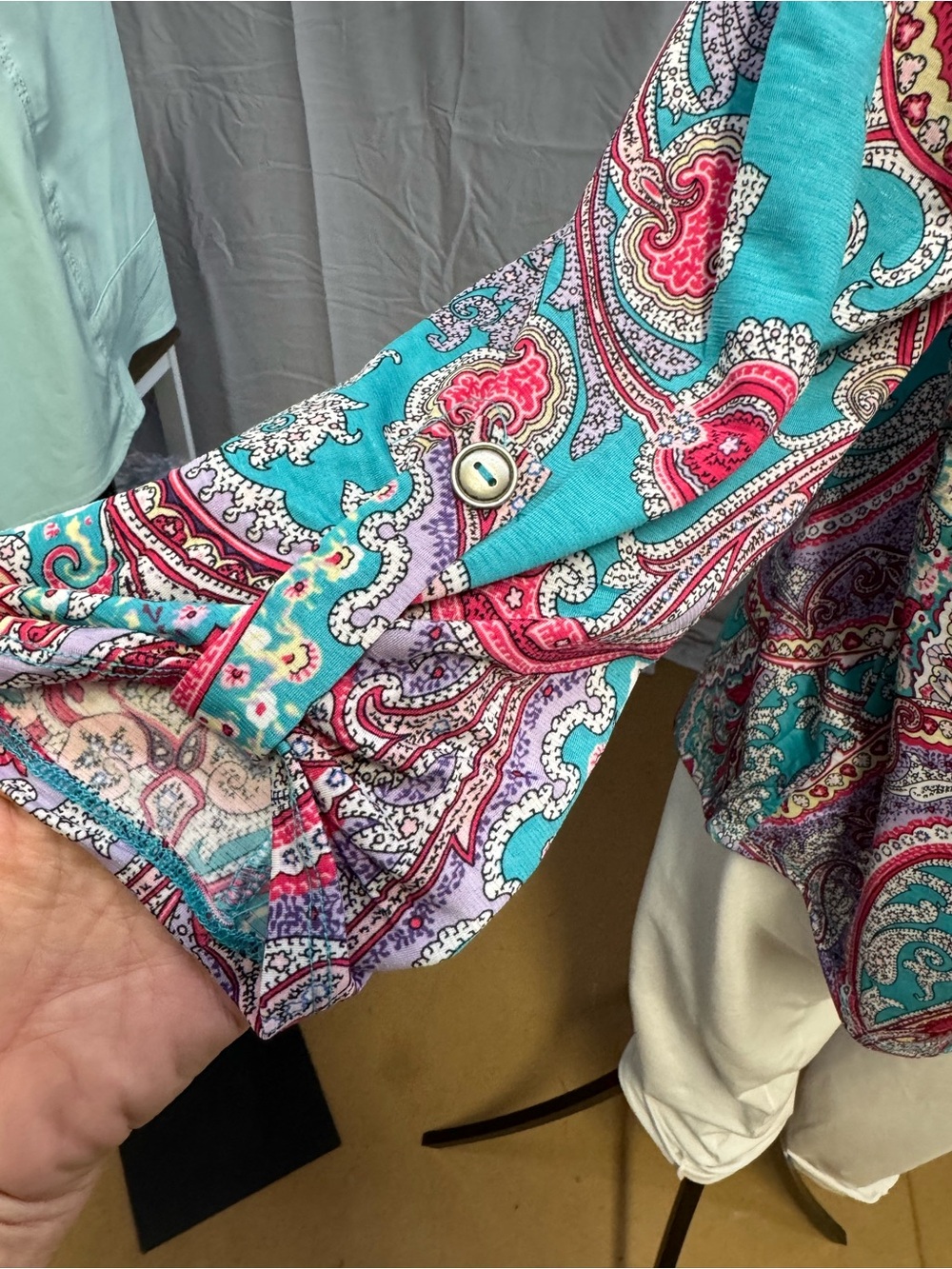 Dear Scarlett Turquoise Paisley V-Neck Blouse - Women - Picture 4 of 6